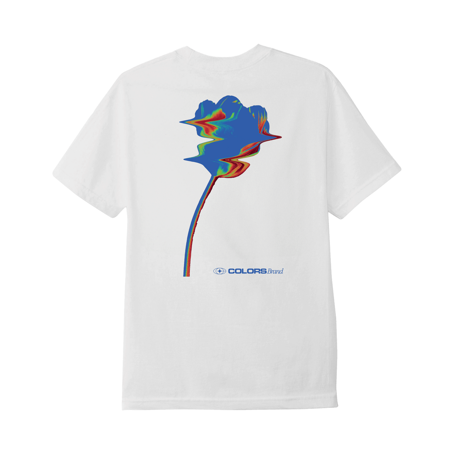 Camiseta Colors Psychadelic Blue Flower Branco