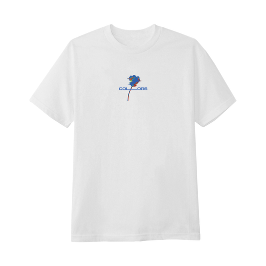 Camiseta Colors Psychadelic Blue Flower Branco